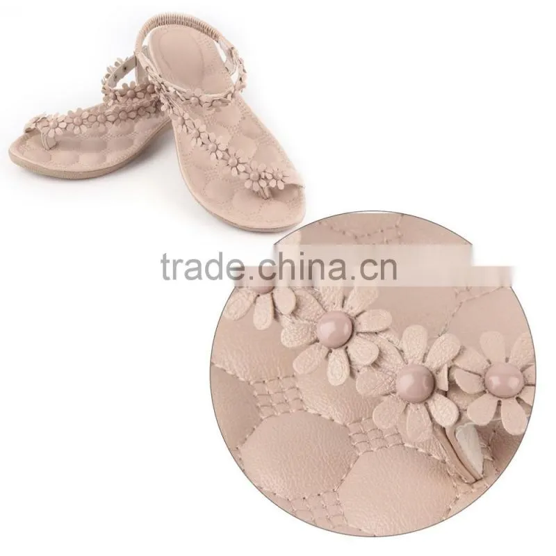 2016 Summer Sandals Fashion Girls Flat Sandals Women Bohemia Floral Beach Sandals Slippers Flip Flops Sweet Style Flower