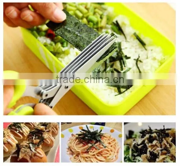 7.5"Professional Stainless Steel 5 Blades Kitchen Herb Scissors With Comb