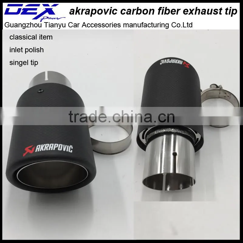 carbon fiber akrapovic muffler tip in exhaust system