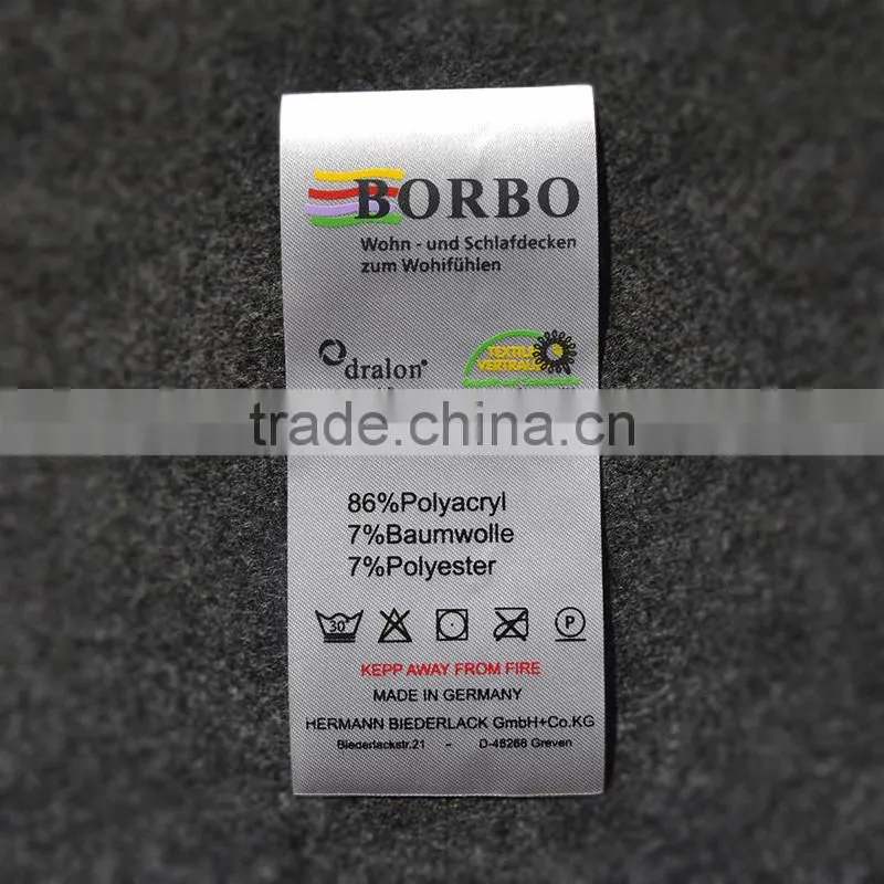 Customized Printed Satin Wash Care Label For Clothing