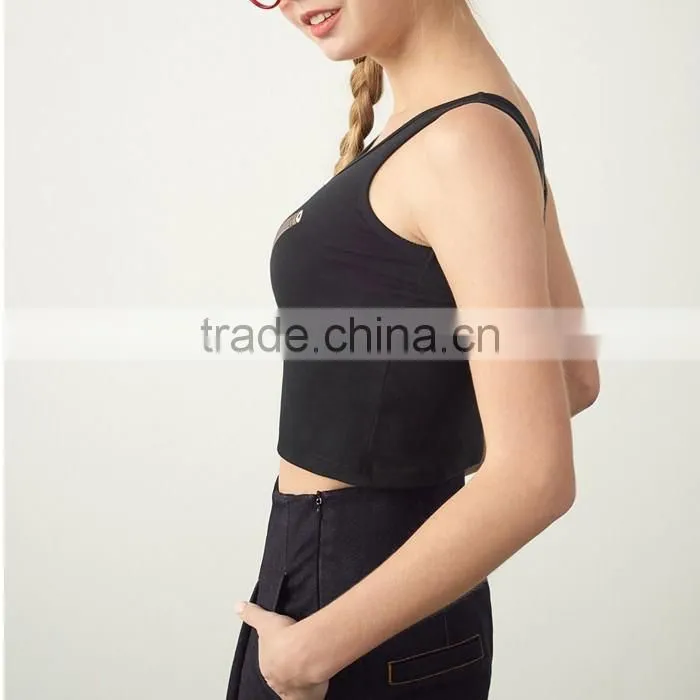 Custom black printed girl tank tops wholesale