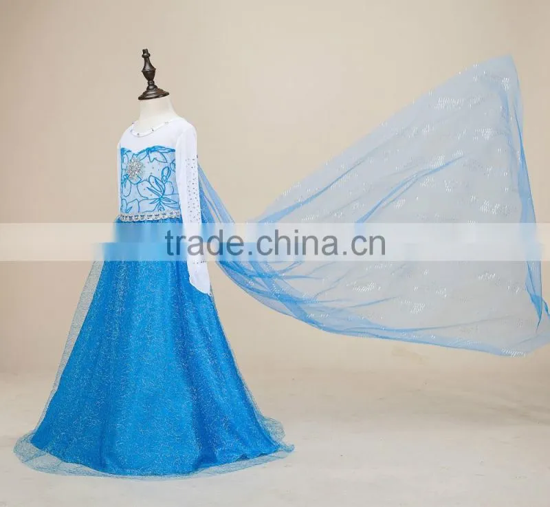 2016 wholesale girl frock design pretty costume frozen elsa princess dress