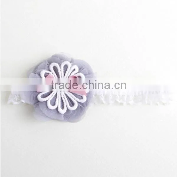 F10003N wholesale korean style headband cute baby girls lace headband bowknot lace hair accessory