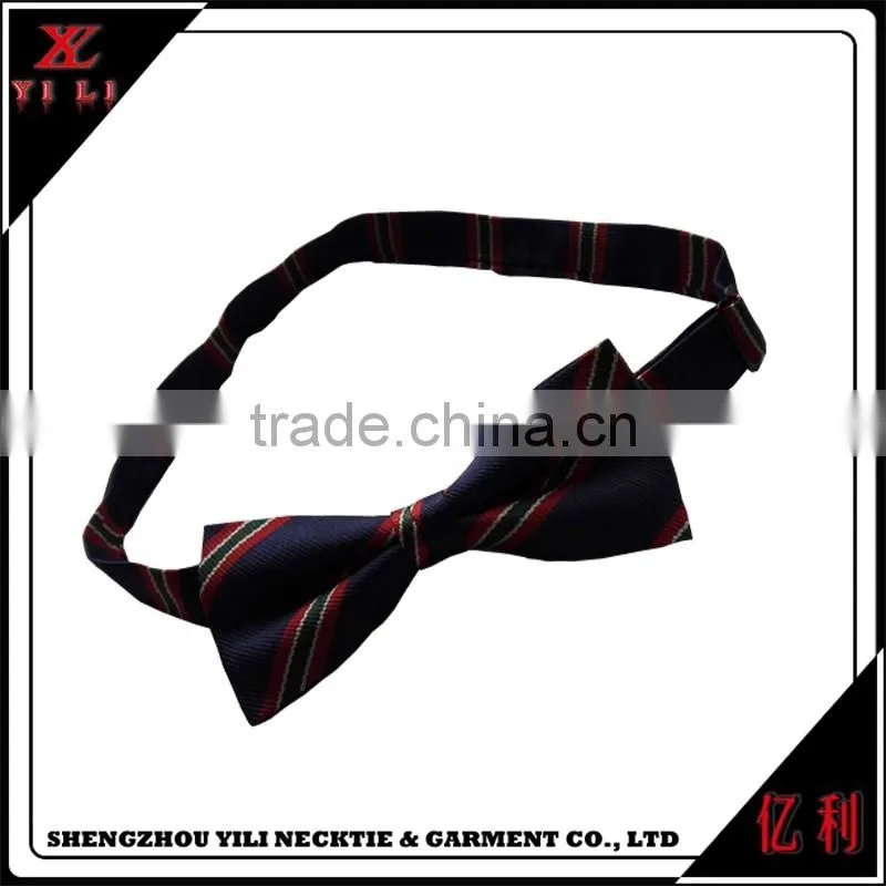 Stripe school design cheap double black silk self tie bow tie