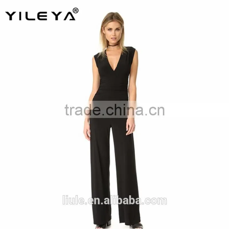 Latest design women jumpsuit onepiece jumpsuit V neckline
