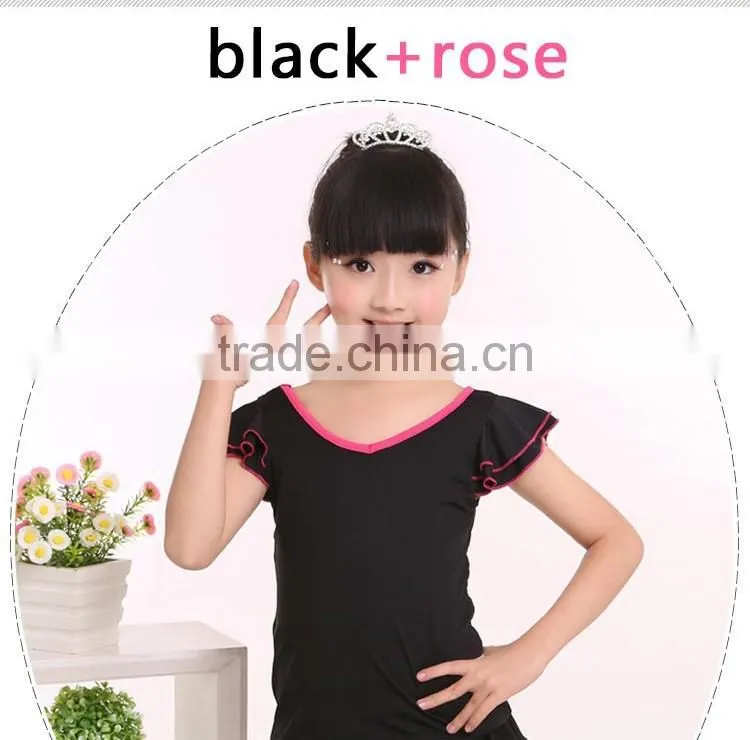 2016 Girls Child Latin Skirt Suit Kid Double V-Neck Gymnastics Costume Performance Dress