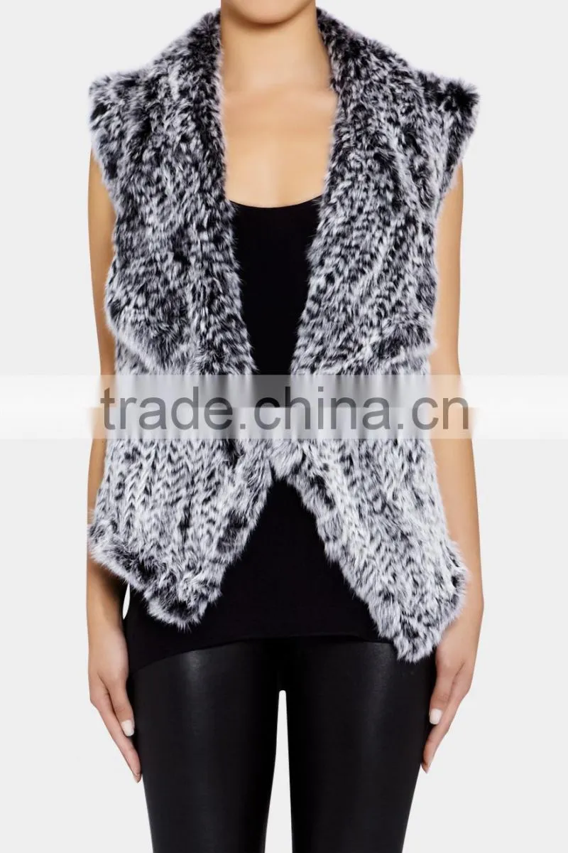 YR827 1*1 knit top quality Fashion design factory quality Ladies rabbit fur gilet