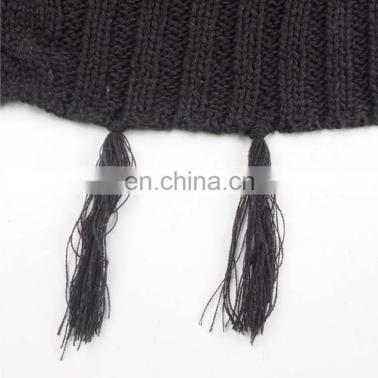 TOROS girl new design black long fringe sexy knitted winter sweater dress