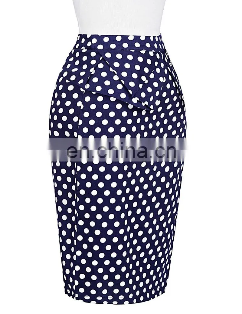 Grace Karin Occident Sexy Women Short Hips Wrapped Retro Cotton Polka Dots Vintage Skirt CL008928-2