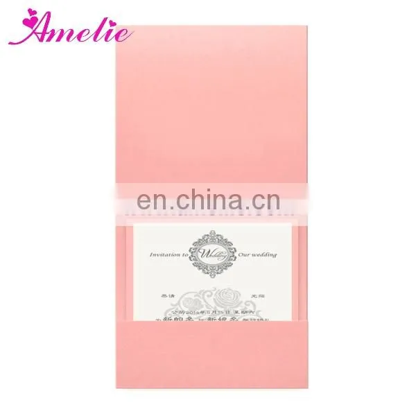 AC139 Pink Color With Good Quality Wedding Card Invitation