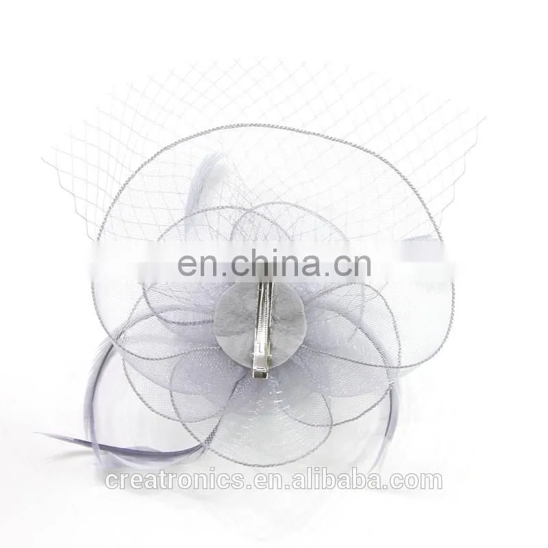 High Quality Elegant Design Rose Flower Handcraft Fascinator Hats With Veil Bridal Hair Accessories