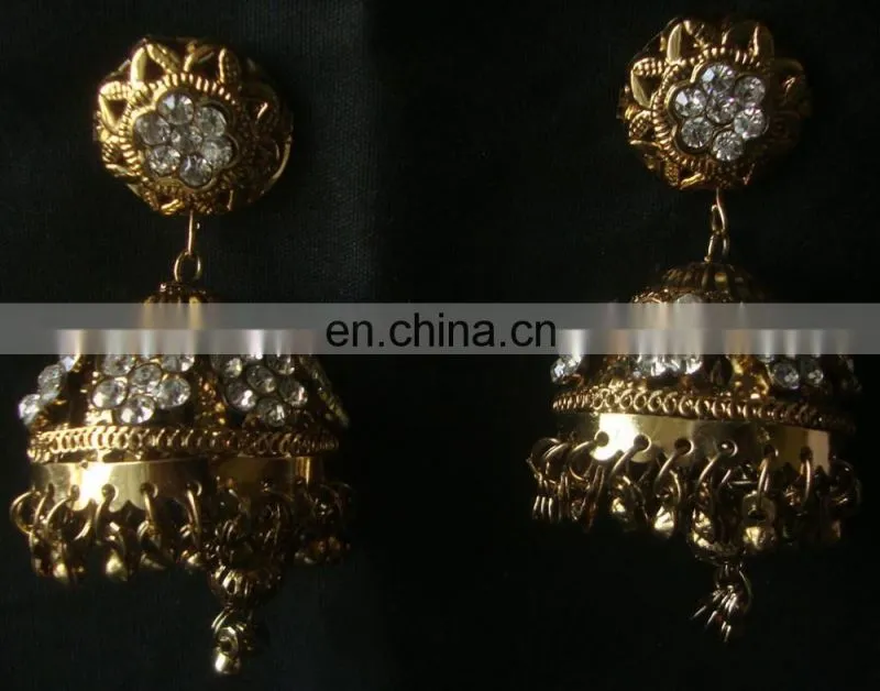 Indian Jewelry Jhumka Earrings, Big jhumka, Gold silver plated earrings Manufacturer