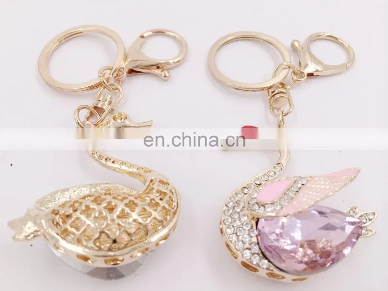 Swan Goose Keyring Animal Lovely Rhinestone Crystals Purse Bag Key Chain