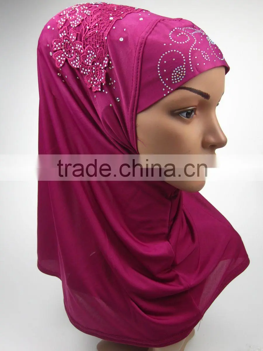 Latest design spring Applique MUSLIM HIJAB with 12colors islamic flower headscarf shawl