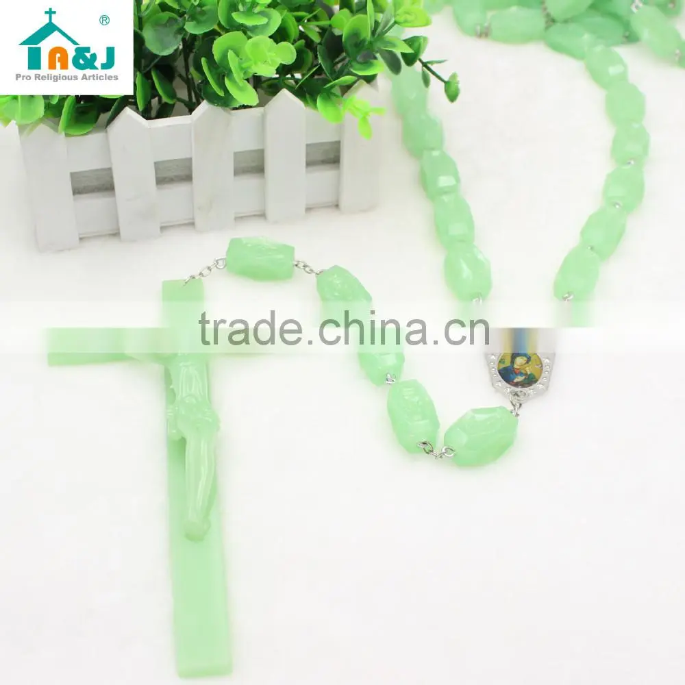 Passed CPSIA Test glow in the dark plastic rosary Factory wholesale