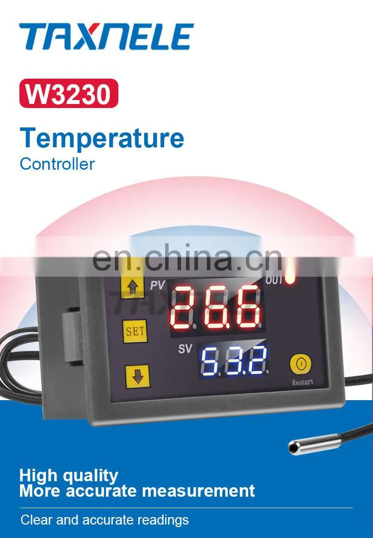 W3230 DC 12V 24V 110V-220V AC Digital Temperature Controller LED Display Thermostat With Heating Cooling Control Instrument