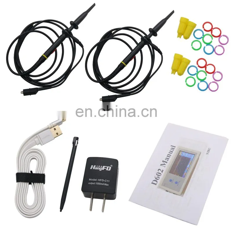 2 Channel Mini Portable Oscilloscope Pocket Sized Touch Panel LCD D602 200KHz Digital Oscilloscope
