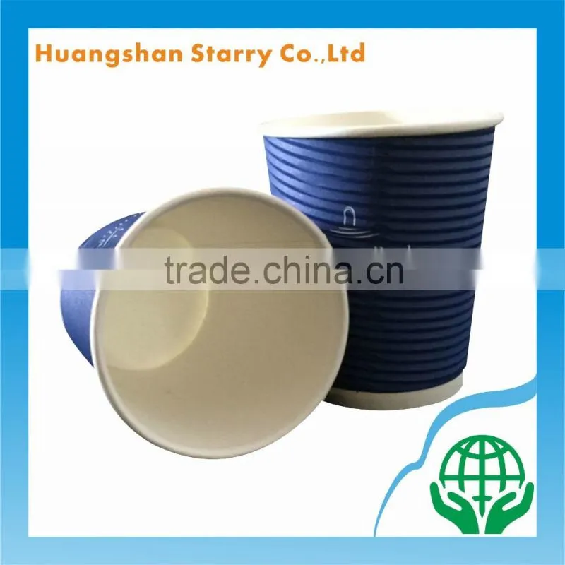 Blank Logo 300gsm Paper Bule Ripple Wall Cup
