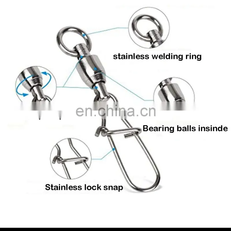 JOHNCOO Wholesale Bulk 0# 1# 2#3# 4# 5# 6# Stainless Steel Fishing Ball Bearing Rolling Swivels Fishing Accessory