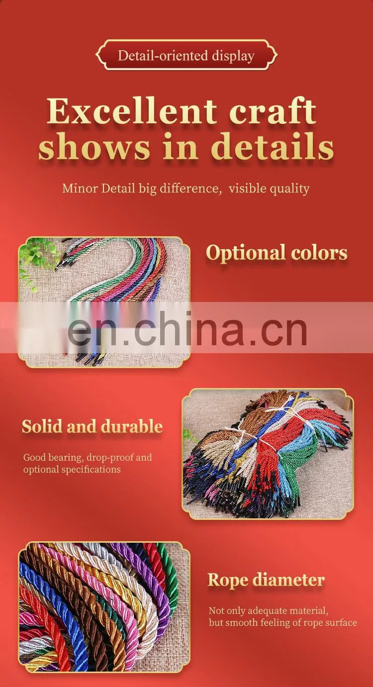 Factory Directly Wholesale colored round premium 3-strand Twisted packing rope with buckle clip for gift boxes paper bag