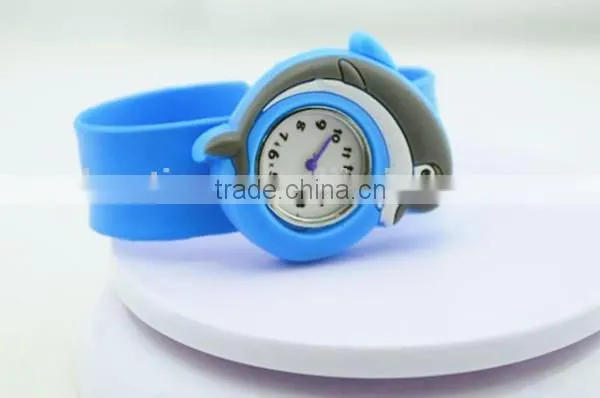 cute slap watch for children dolphin design silicone slap watch