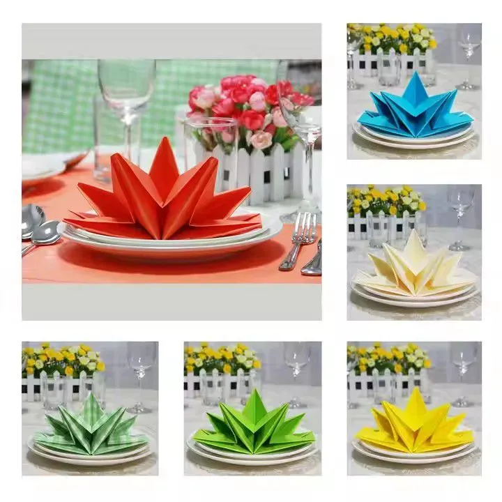 Colorful dust-free pre-folded paper napkins
