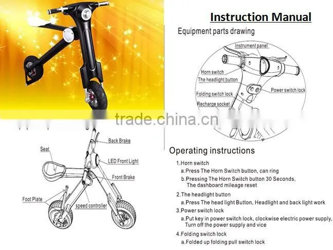 Professional Manufacturing 350w 500w 2016 new electric scooter/25kg foldable pocket bike