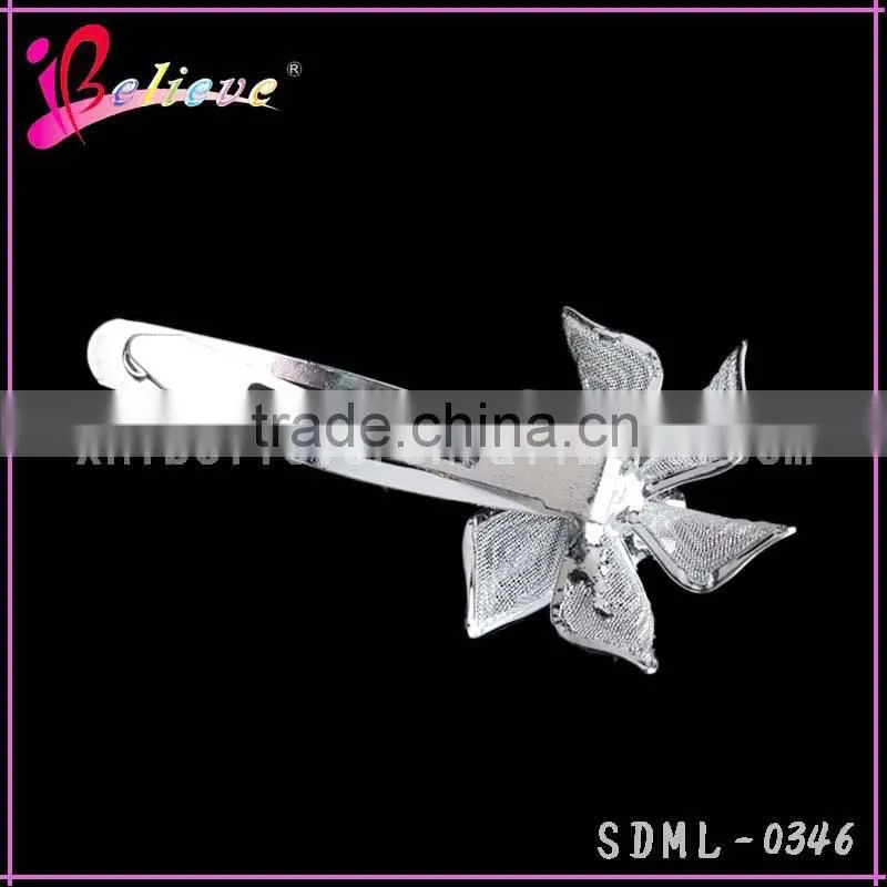 Alibaba hot sale fashion hair clip,silver metal hair pin,flower hair clip with diamond