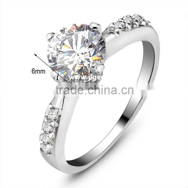 925 Sterling Silver CZ Diamond Stone Wedding Ring