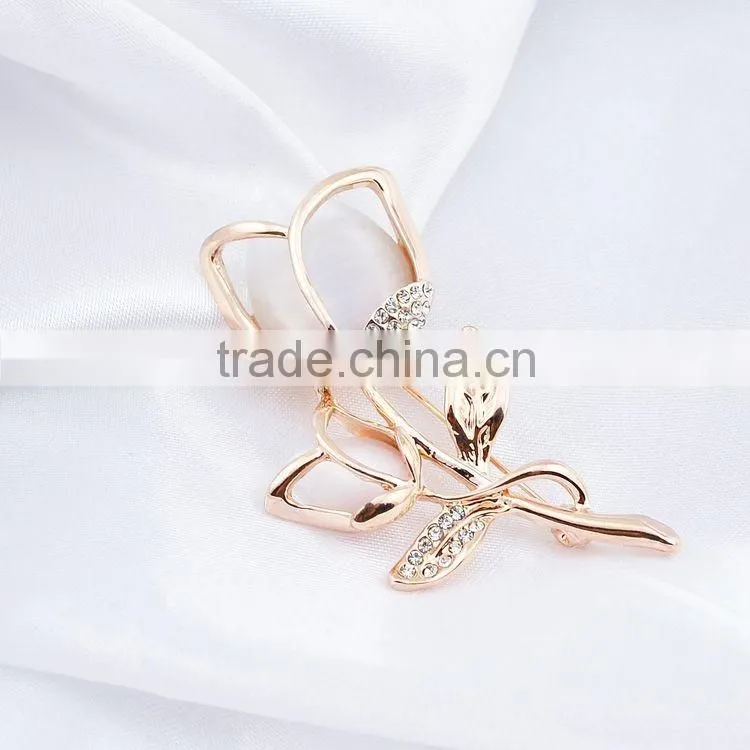 2016 Popular Clothing Alloy Plating Dumb Gold Leaf Flower Brooch Tulip For Men And Women Are Optional