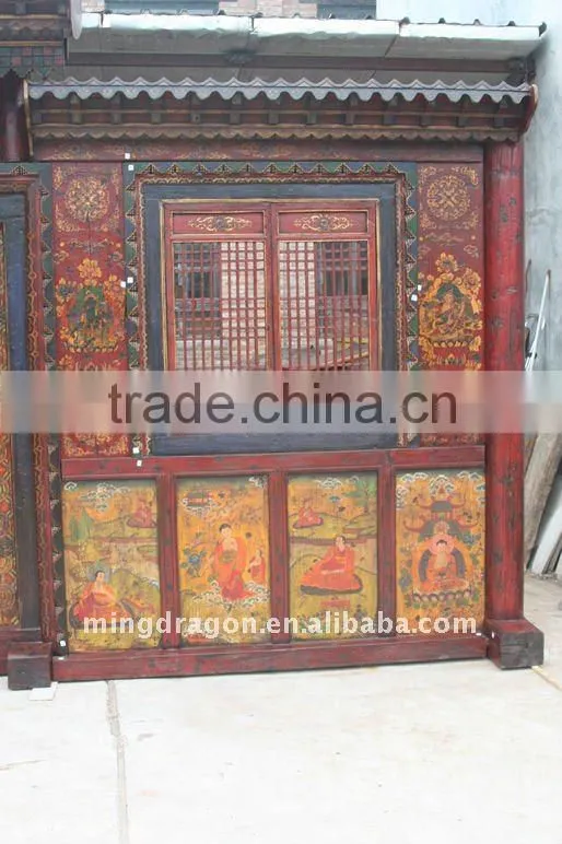 Chinese Antique Old Beautiful Tibetan Door Sakia Temple