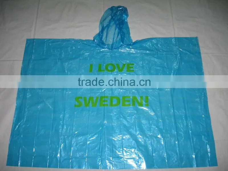 Plastic Emergency LDPE promotional adult rain poncho