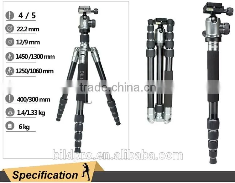 BILDPRO Fashion Products Anodization Aluminum Tripod Camera Professional Heavy Duty Tripod Stands