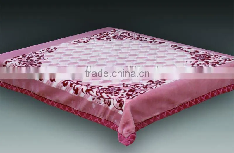 100% polyester printed and special carving raschel blanket 5kg