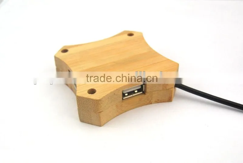 new promotion gifts bamboo flower usb hub 2.0