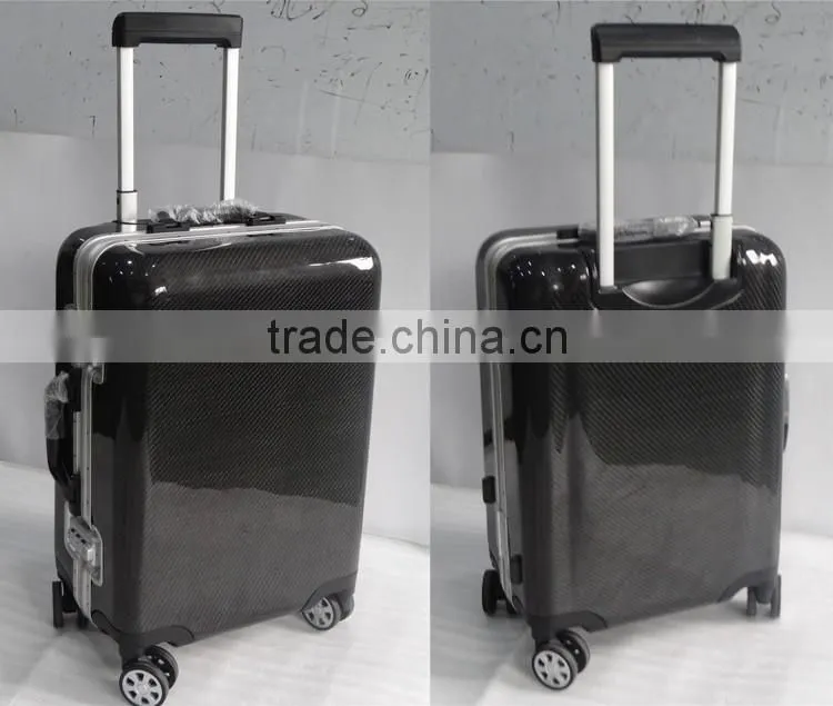 Hot Custom carbon fiber travel suitcase 20 inch , super strong Code Lock smart suitcase with caster wheels