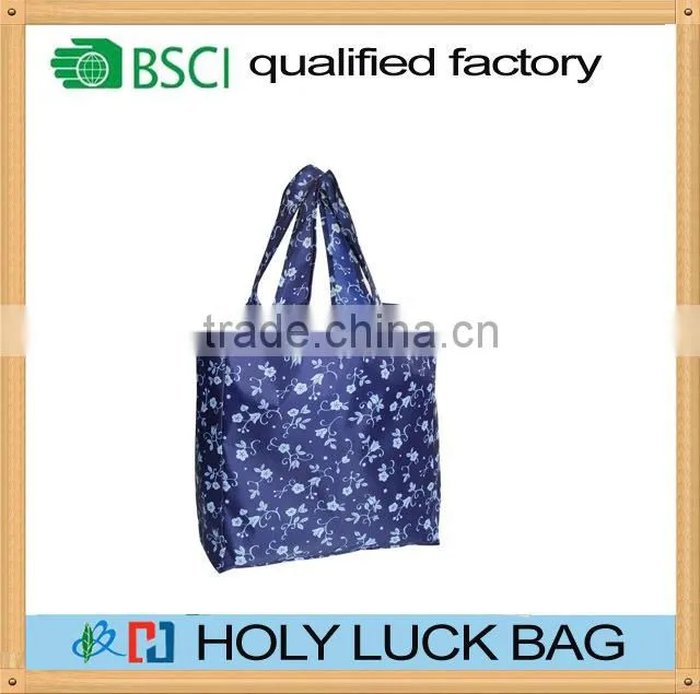 Large capacity folding tote reusable bags with long handle shoulder bag
