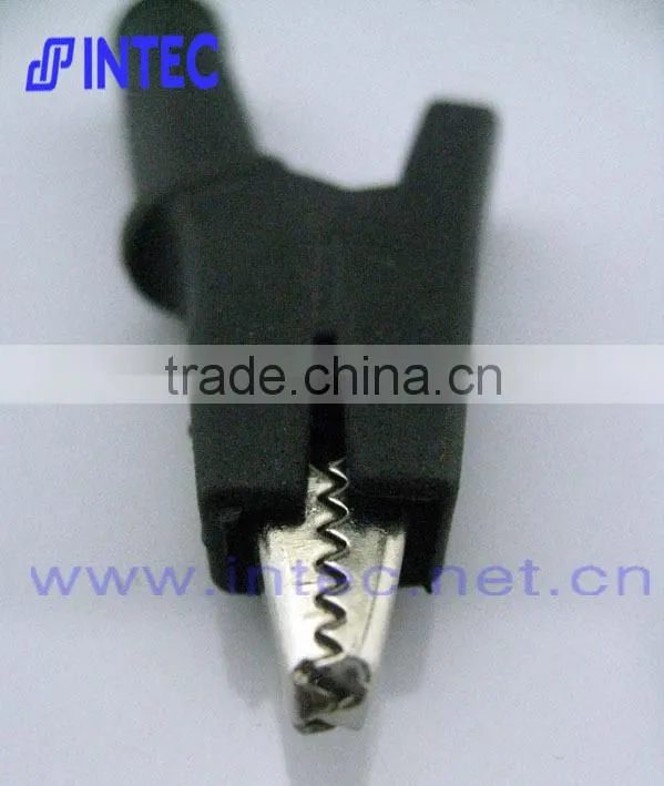 Jumper Wires Alligator Crocodile Roach Test Clip Plastic Handles Crocodile clips 60mm black color I00147