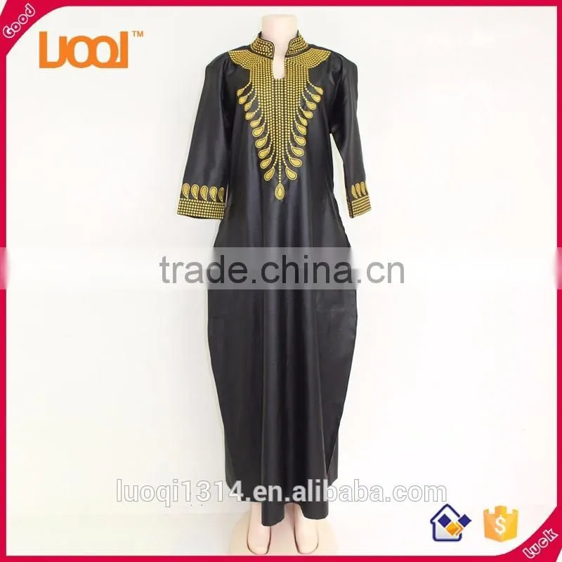Latest style african style embroidery dresses maxi dresses for women