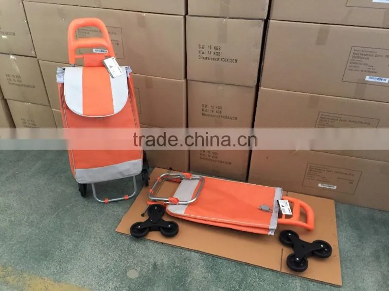 Three wheels climbing stairs folding shopping trolley cart bag
