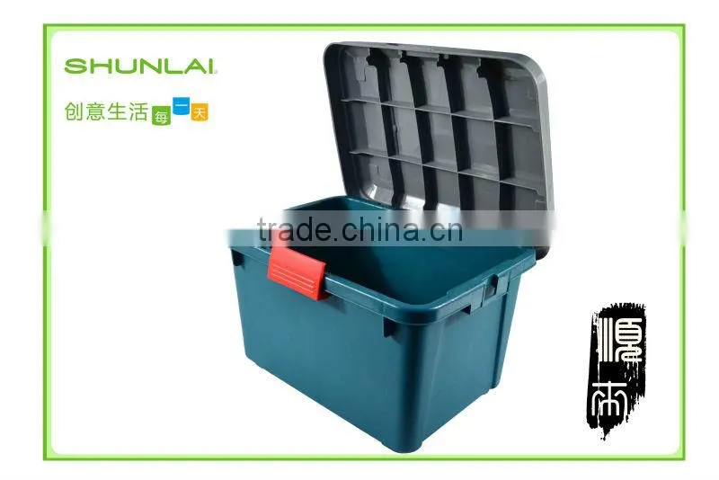 Portable plastic tool boxes with hardware