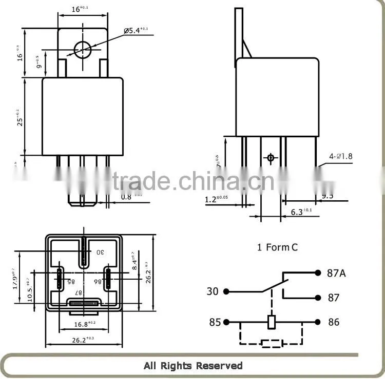 Factory supply copper material waterproof car relay 4PIN 80A