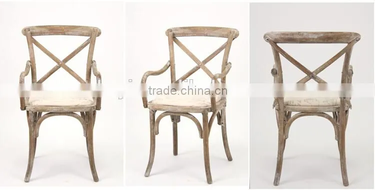 Dining Room Furniture Type Dust Paint Cross Back Dining Chair/Antique WoodenArmchair(CH-528-OAK)