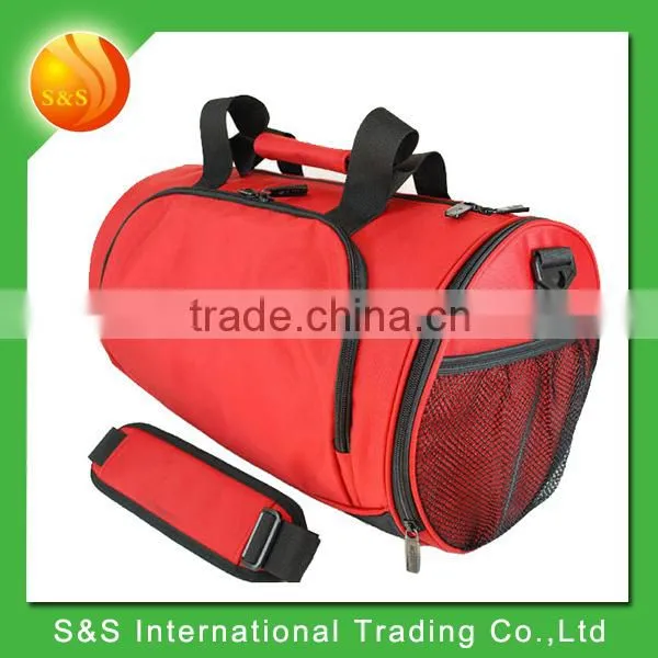 2015 new design quality round shape travel bag with shoe compartment