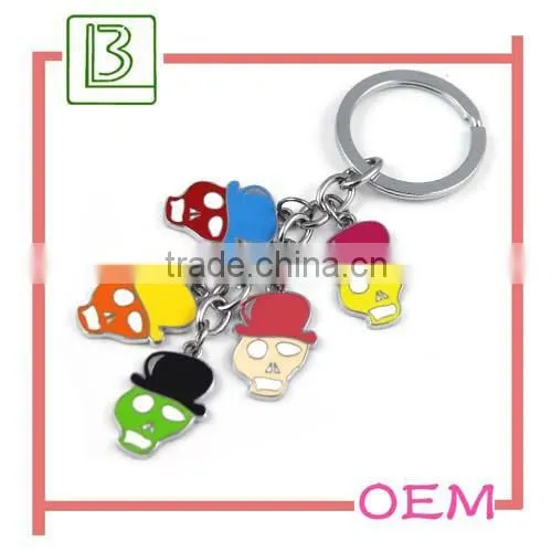 Five-pointed star shape metal keychain with ring