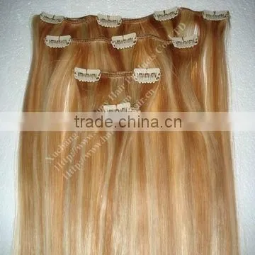 BEST QUALITY 18inch straight human cheap clip hair extension/clip in hair extension