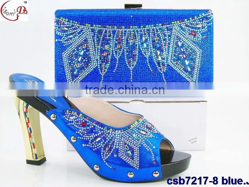 CSB7217 Top fashion latest fashion woman italy style high heel shoes and glitter bags