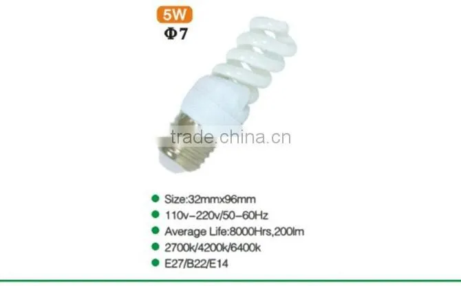 HOT!!! 5W E27/B22/E14 FULL SPIRAL ENERGY SAVING BUlB