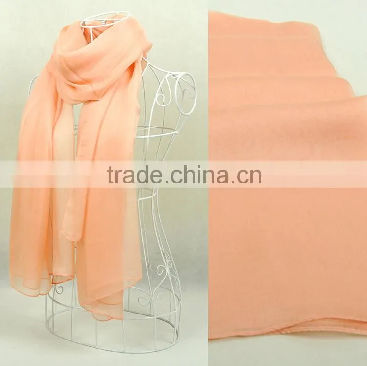 100% silk pure color long silk colourful scarves