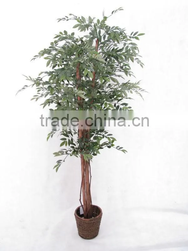 Artificial olive tree with trunks twist together potted in planter